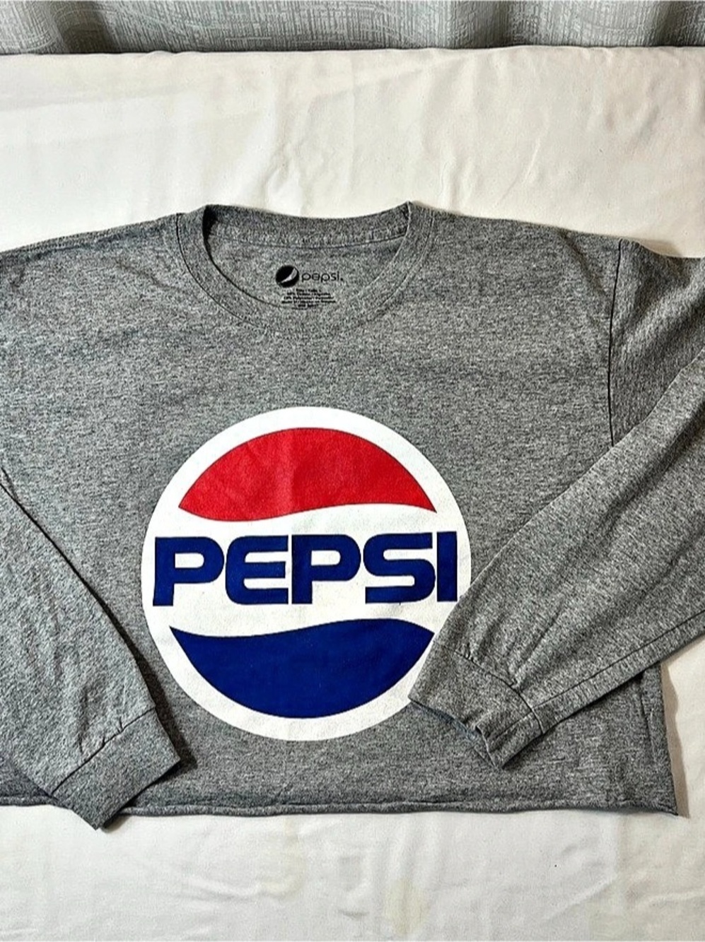 Pepsi Logo Cropped Long Sleeve Gray Like New SZ large